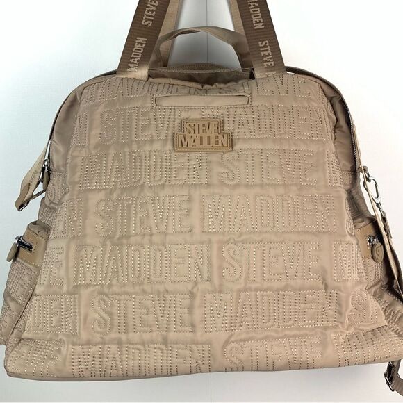 NWT Steve Madden Sand Bnyla weekender oversized tote bag large luggage logo - Picture 2 of 11